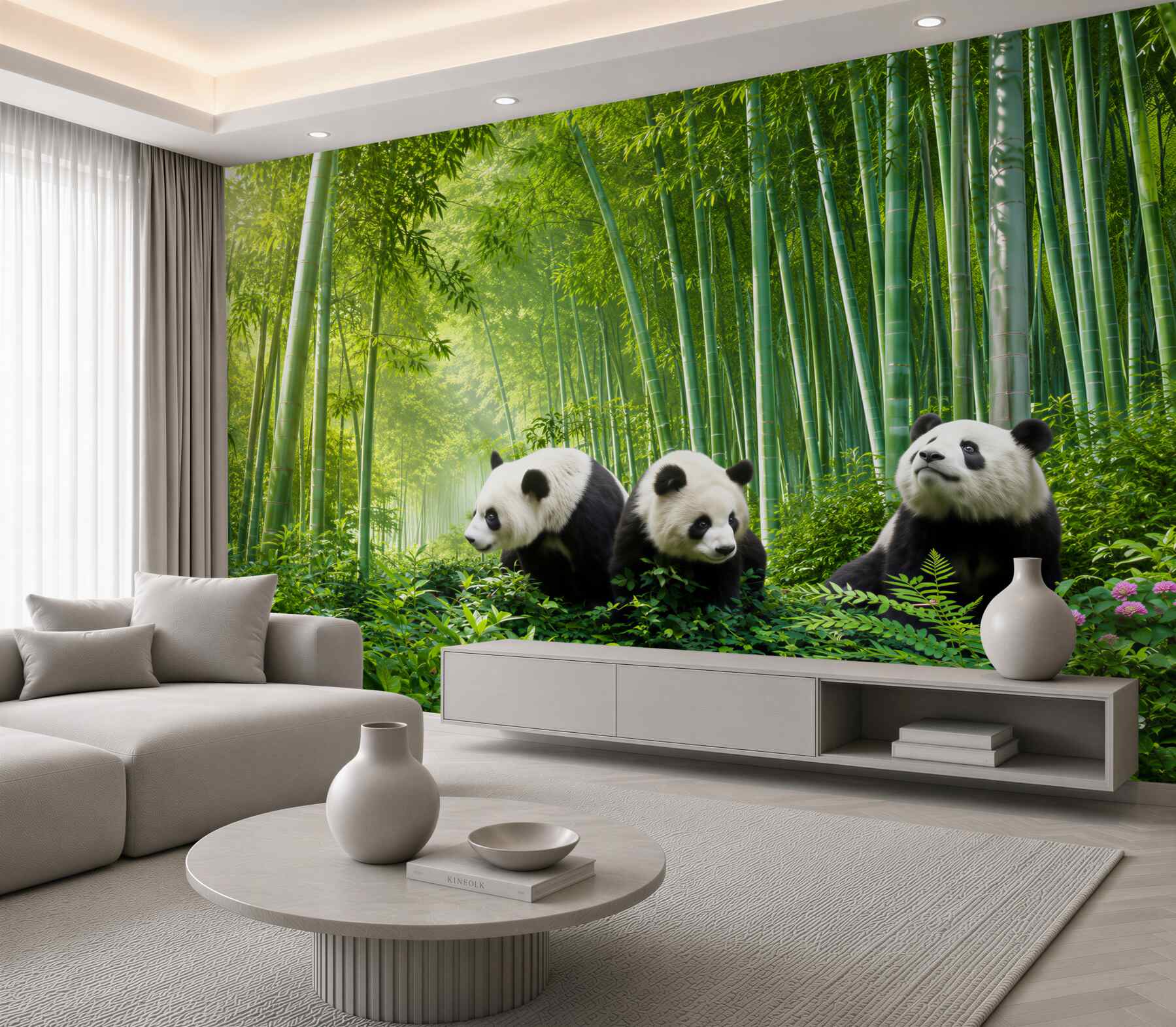 Fototapeta trzy pandy w lesie