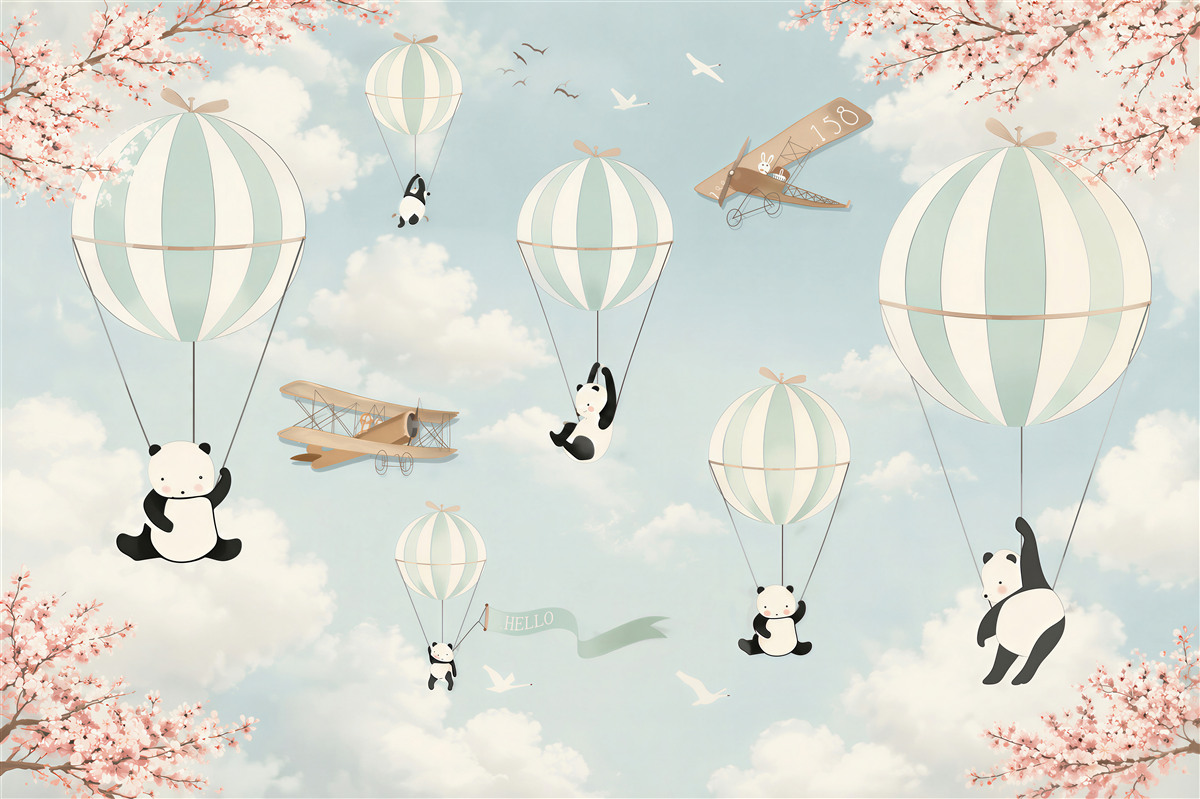 Fototapeta panda na balonach