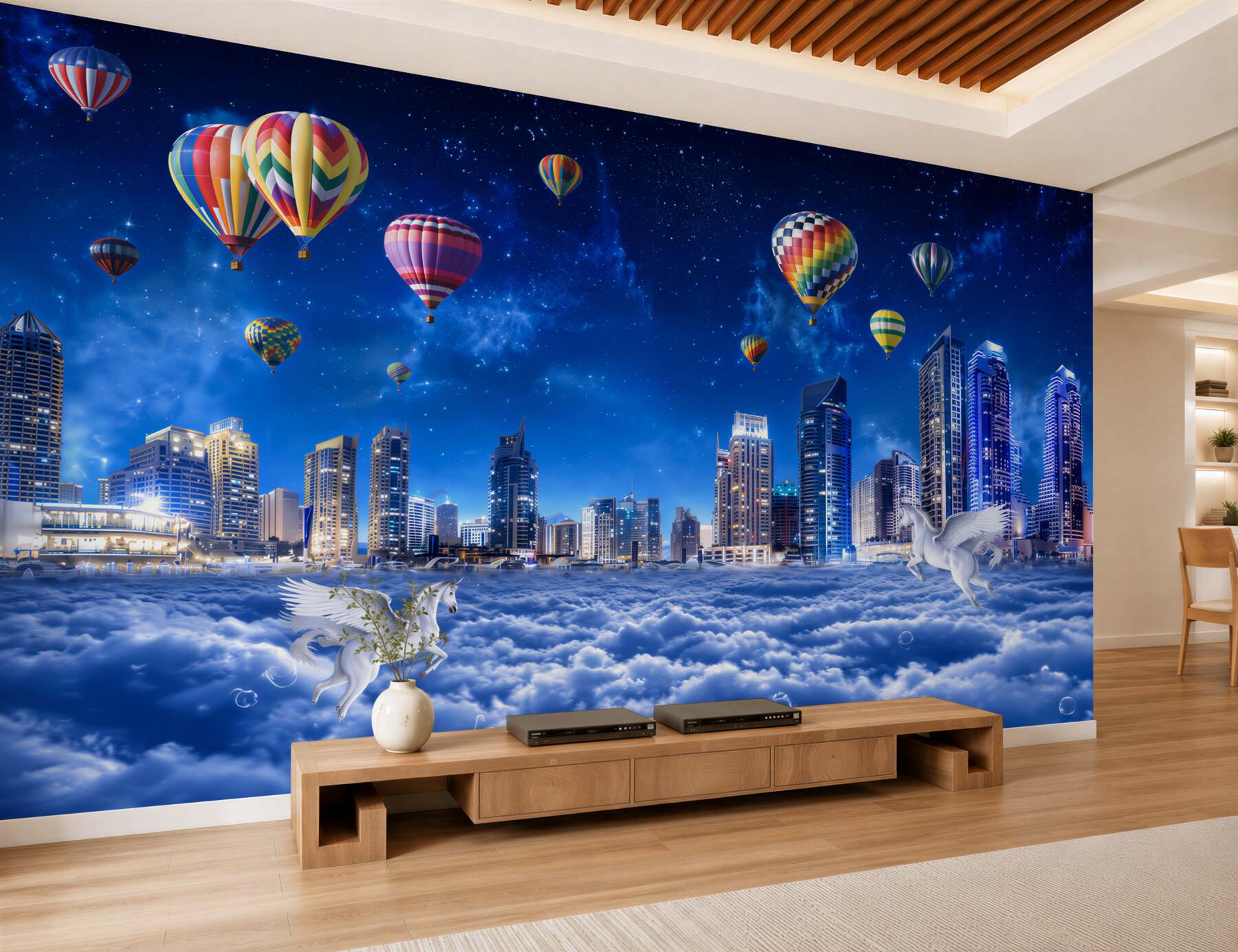 Fototapeta balony w nocnym mieście?v2345
