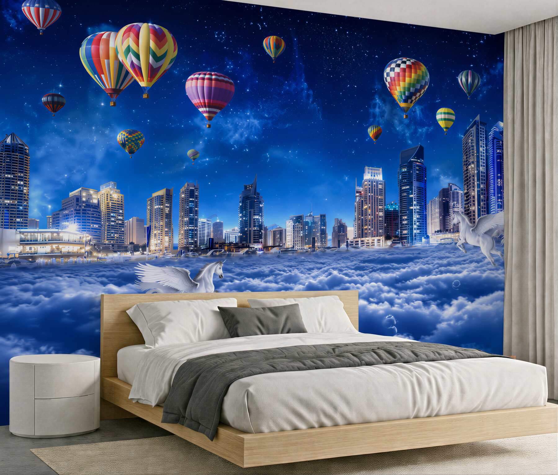 Fototapeta balony w nocnym mieście?v2345