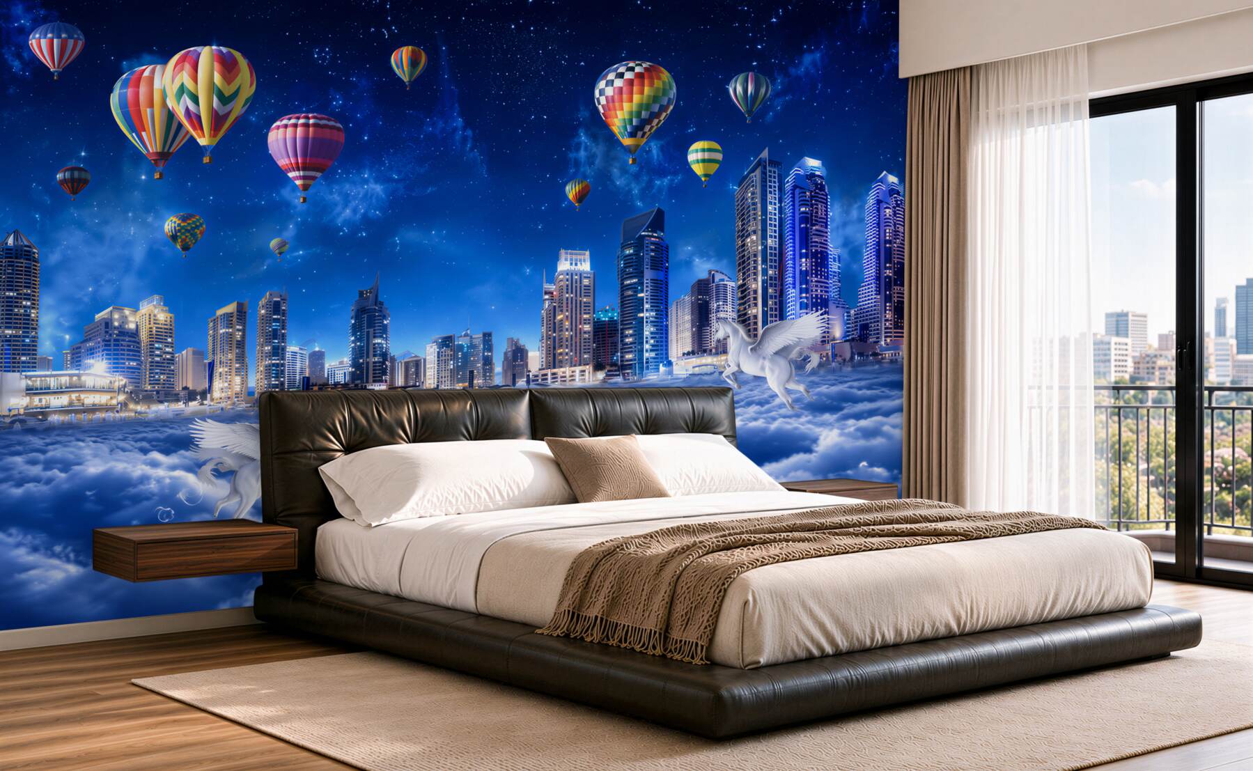Fototapeta balony w nocnym mieście?v2345