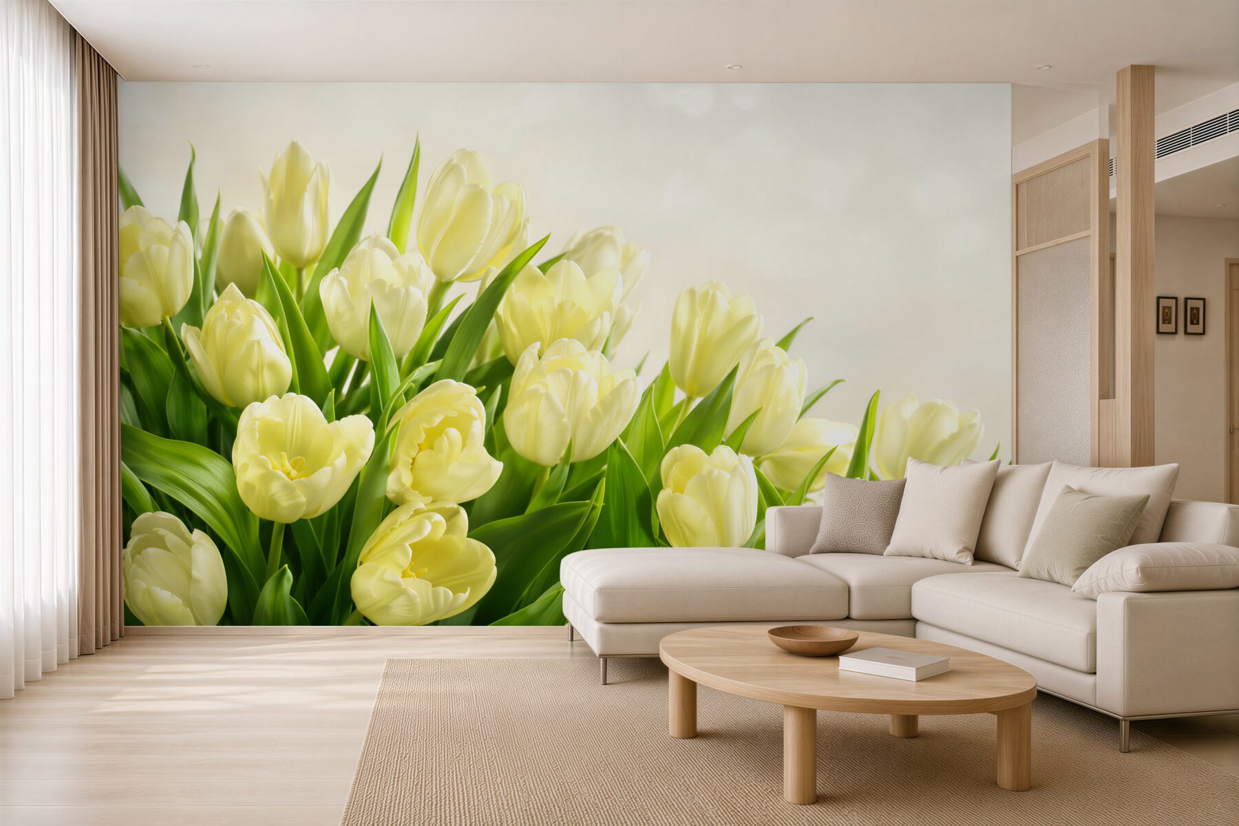 Fototapeta żółte tulipany z zieleniną?v2345