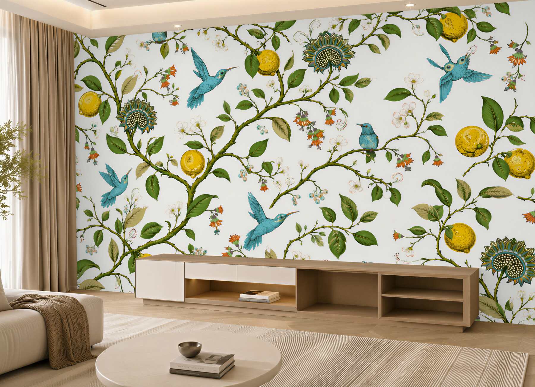 Fototapeta niebieskie kolibry i cytryny?v2345