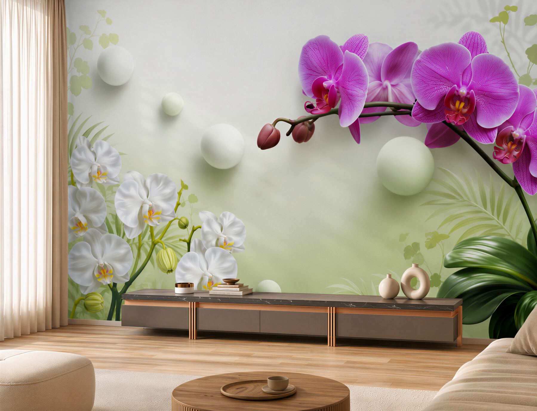 Fototapeta liliowe i białe orchidee?v2345