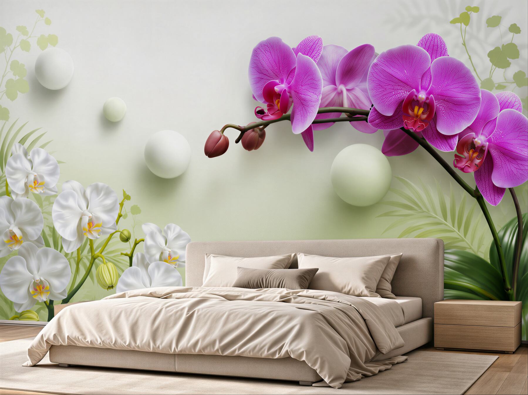 Fototapeta liliowe i białe orchidee?v2345