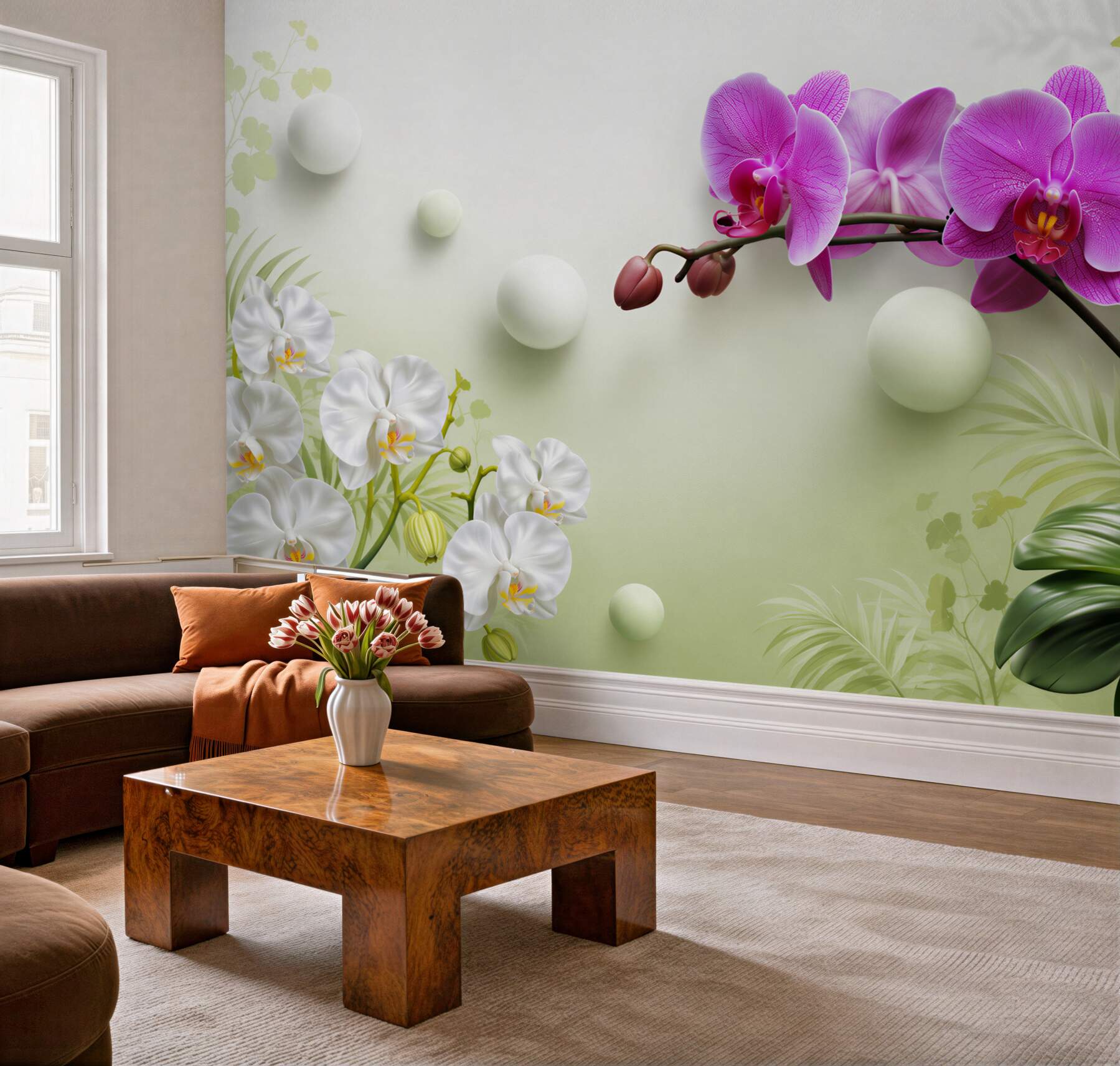 Fototapeta liliowe i białe orchidee?v2345