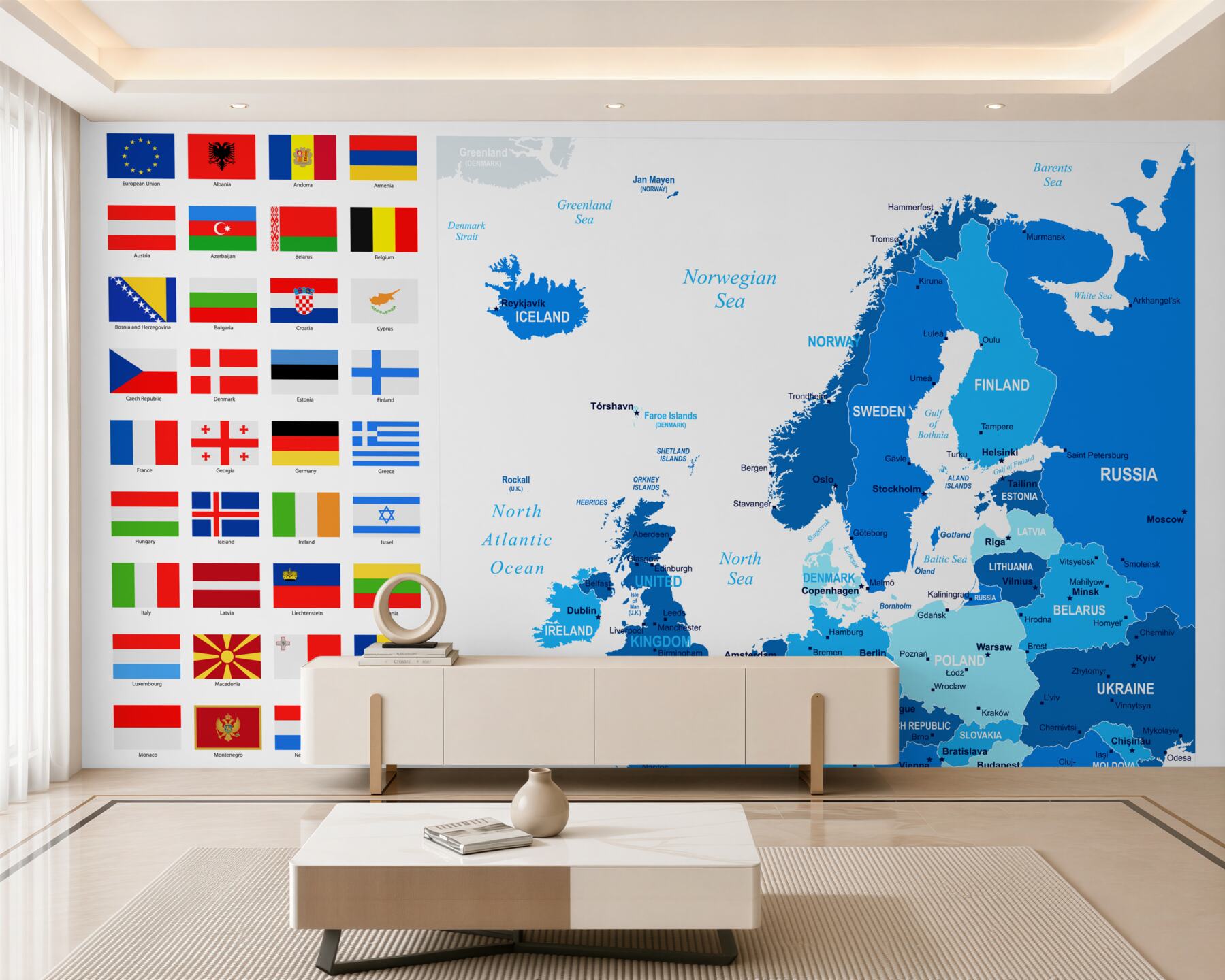 Fototapeta mapa krajów europy z flagami?v2345