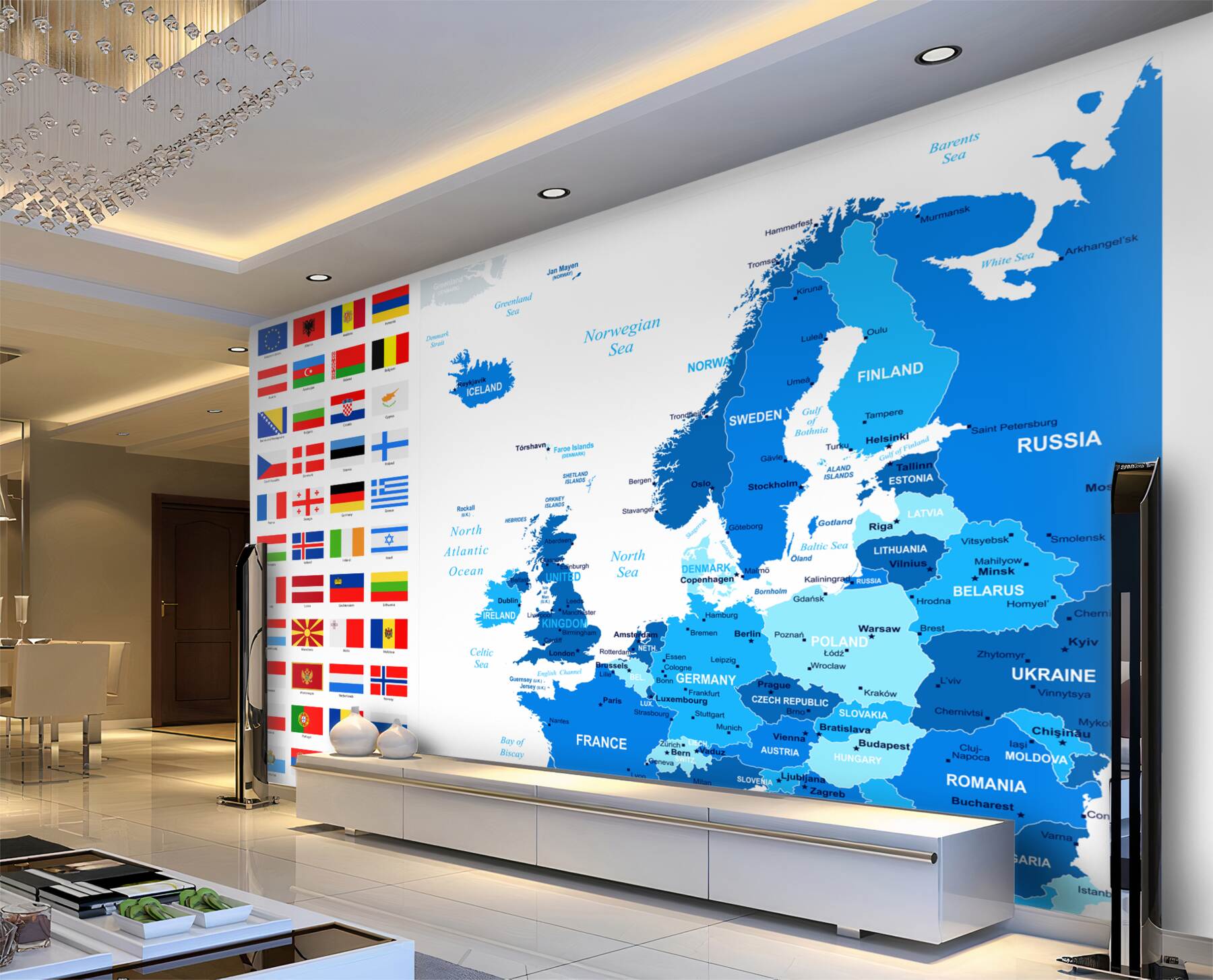 Fototapeta mapa krajów europy z flagami?v2345