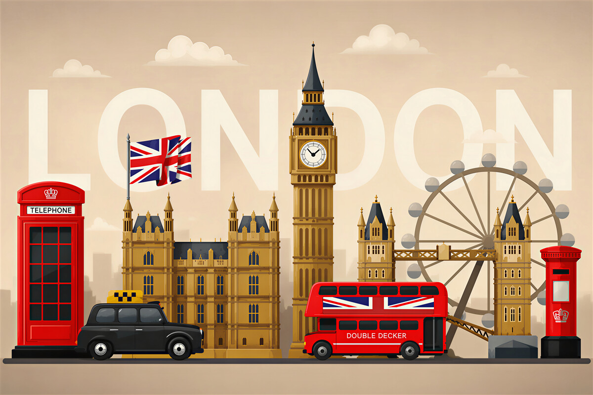 Fototapeta główne symbole Londynu, Wielka Brytania