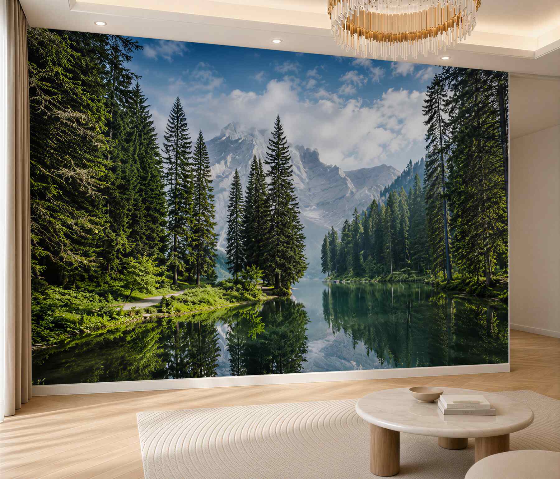 Fototapeta cicha górska rzeka we mgle