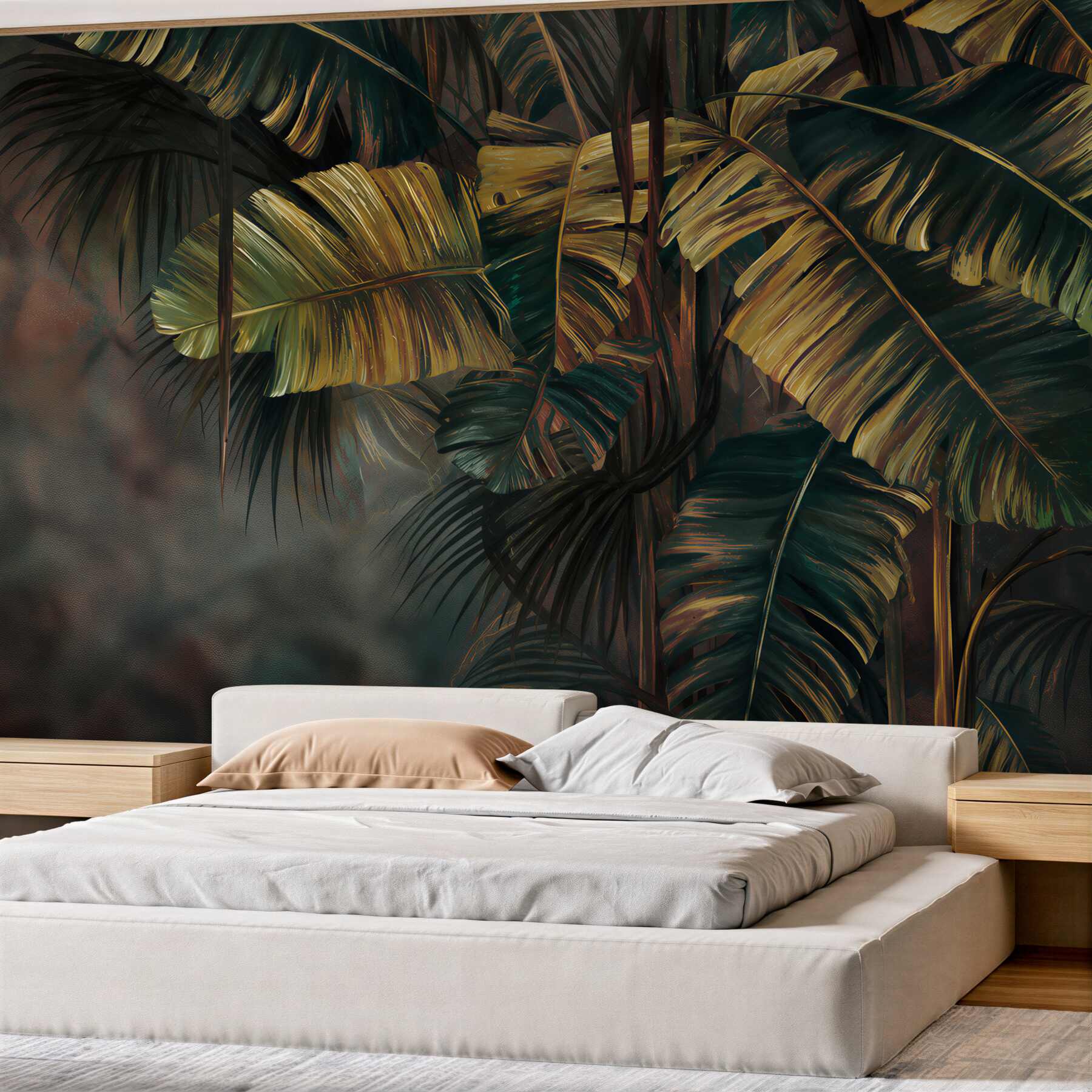 Fototapeta grube liście palm w deszczu?v2345