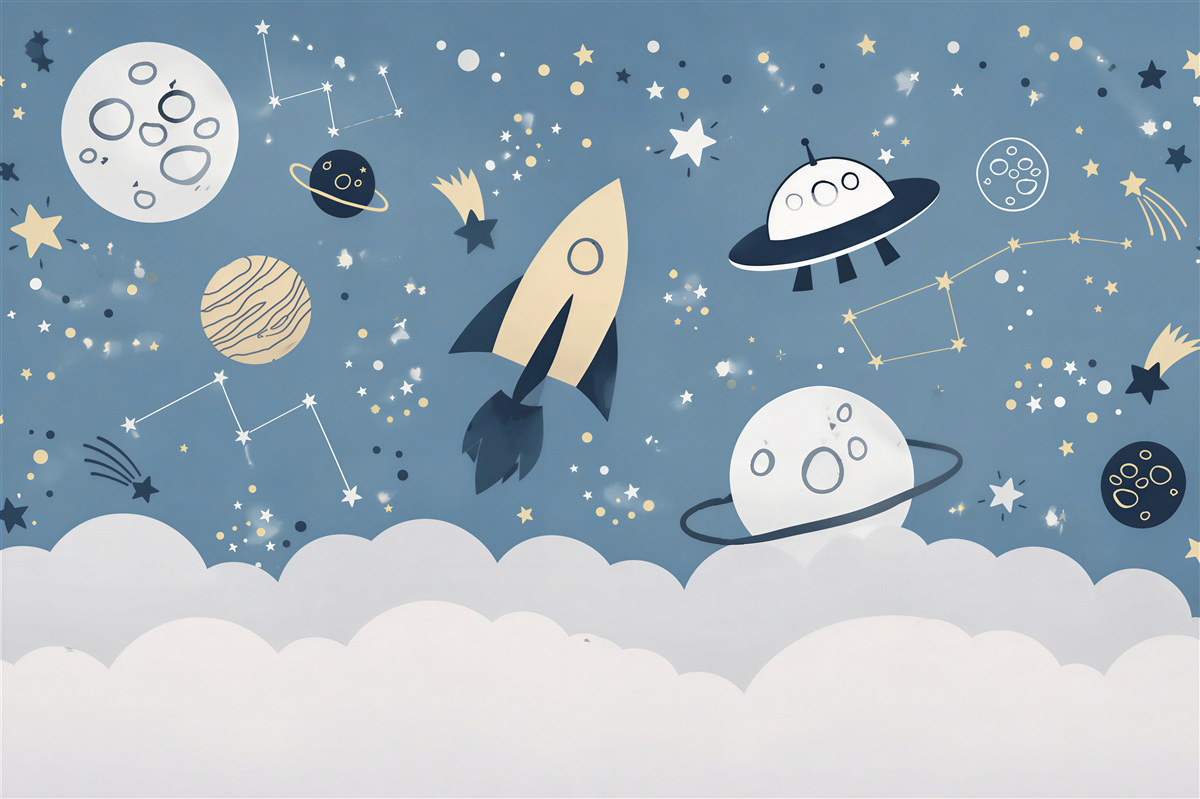 Fototapeta rakieta i ufo w kosmosie
