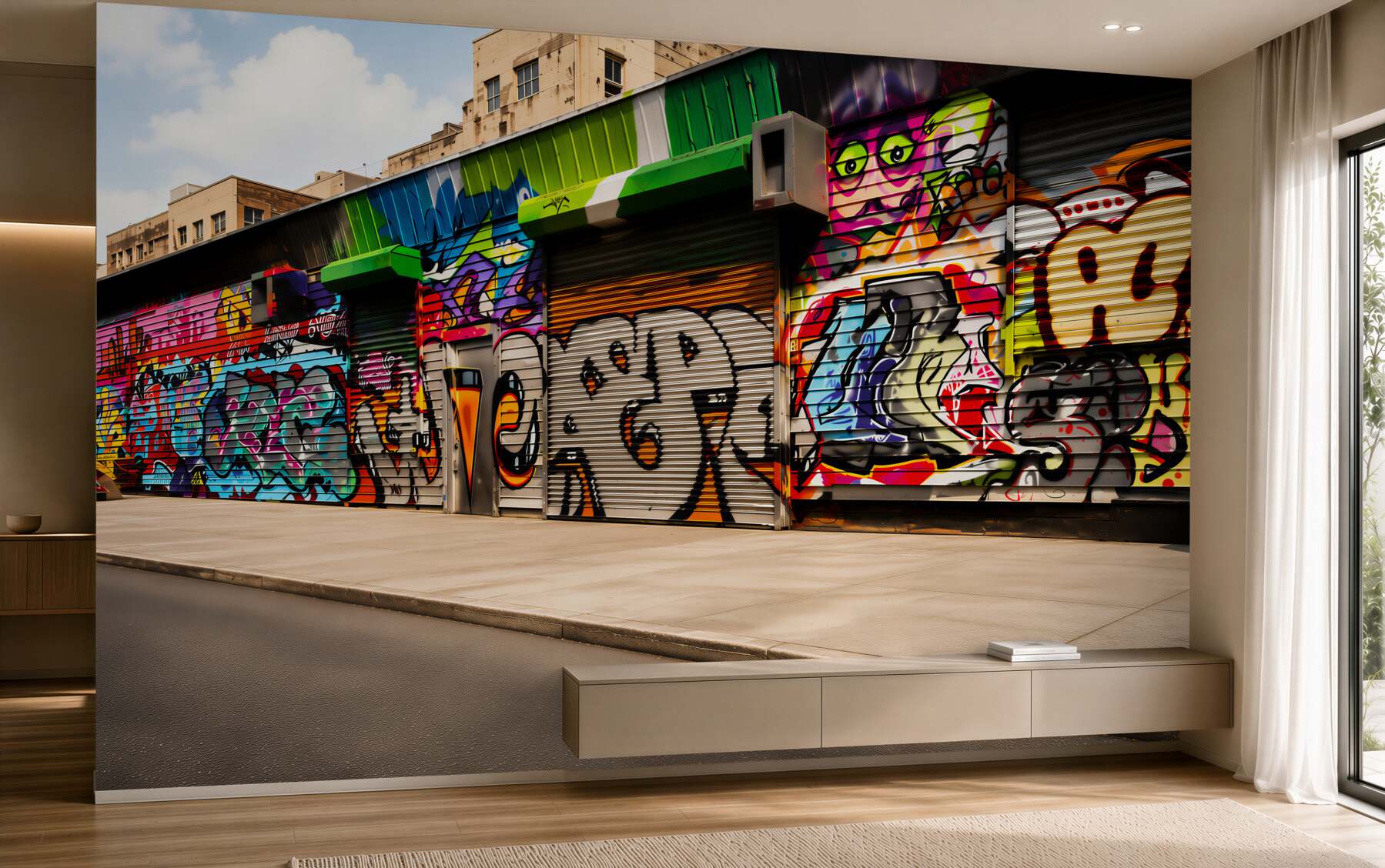 Fototapeta Domy uliczne pomalowane graffiti?v2345
