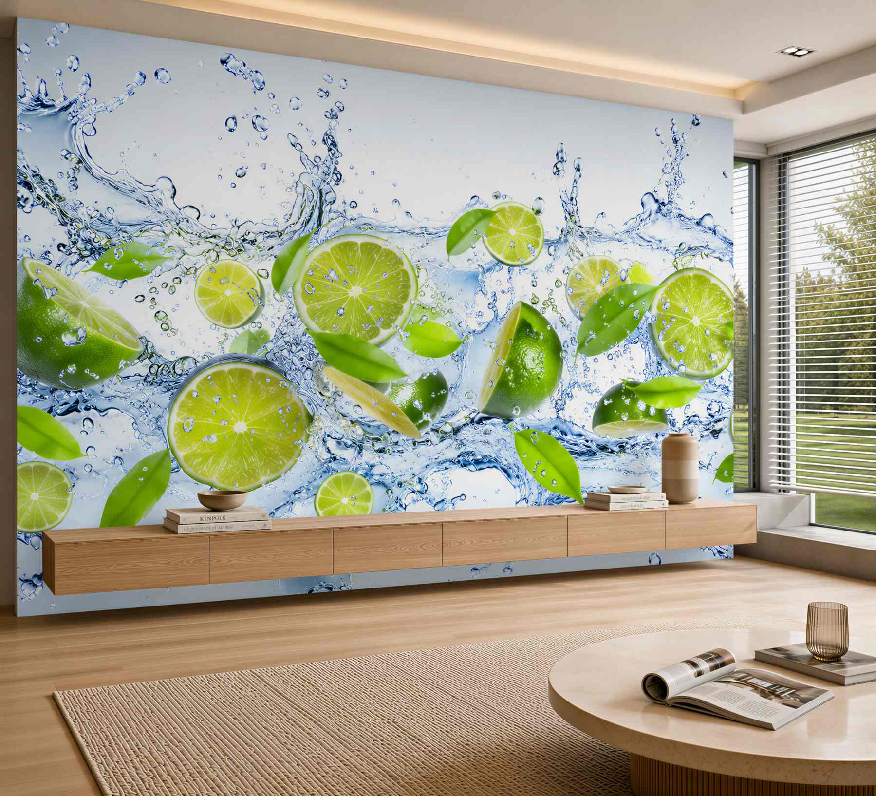 Fototapeta Pokrój limonki w wodzie