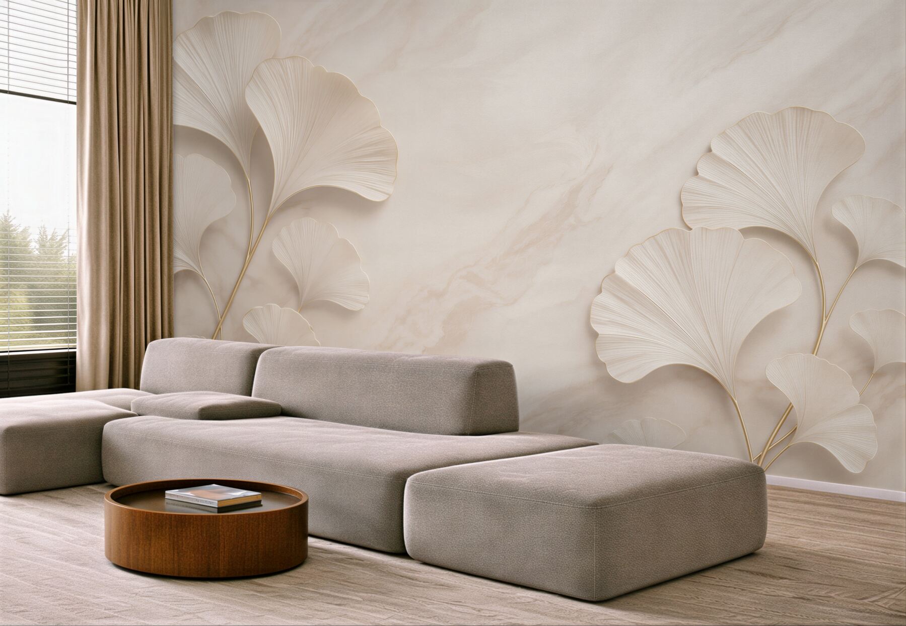 Fototapeta Eleganckie liście w beżu?v2345