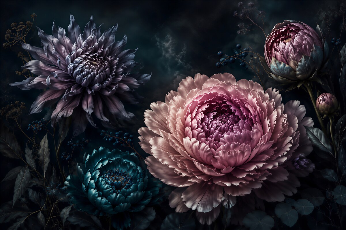 Fototapeta Ciemne Peonie Elegancji