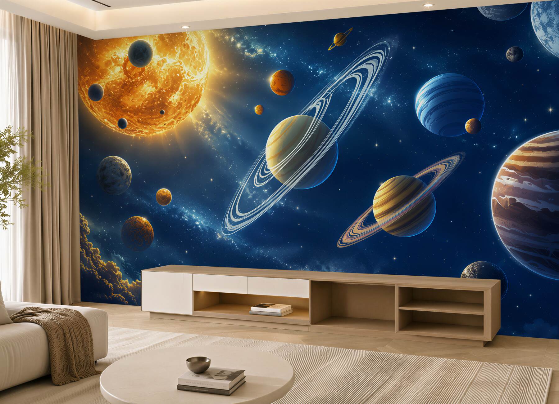 Fototapeta układ planet w jasnym kosmosie pastelowa?v2345