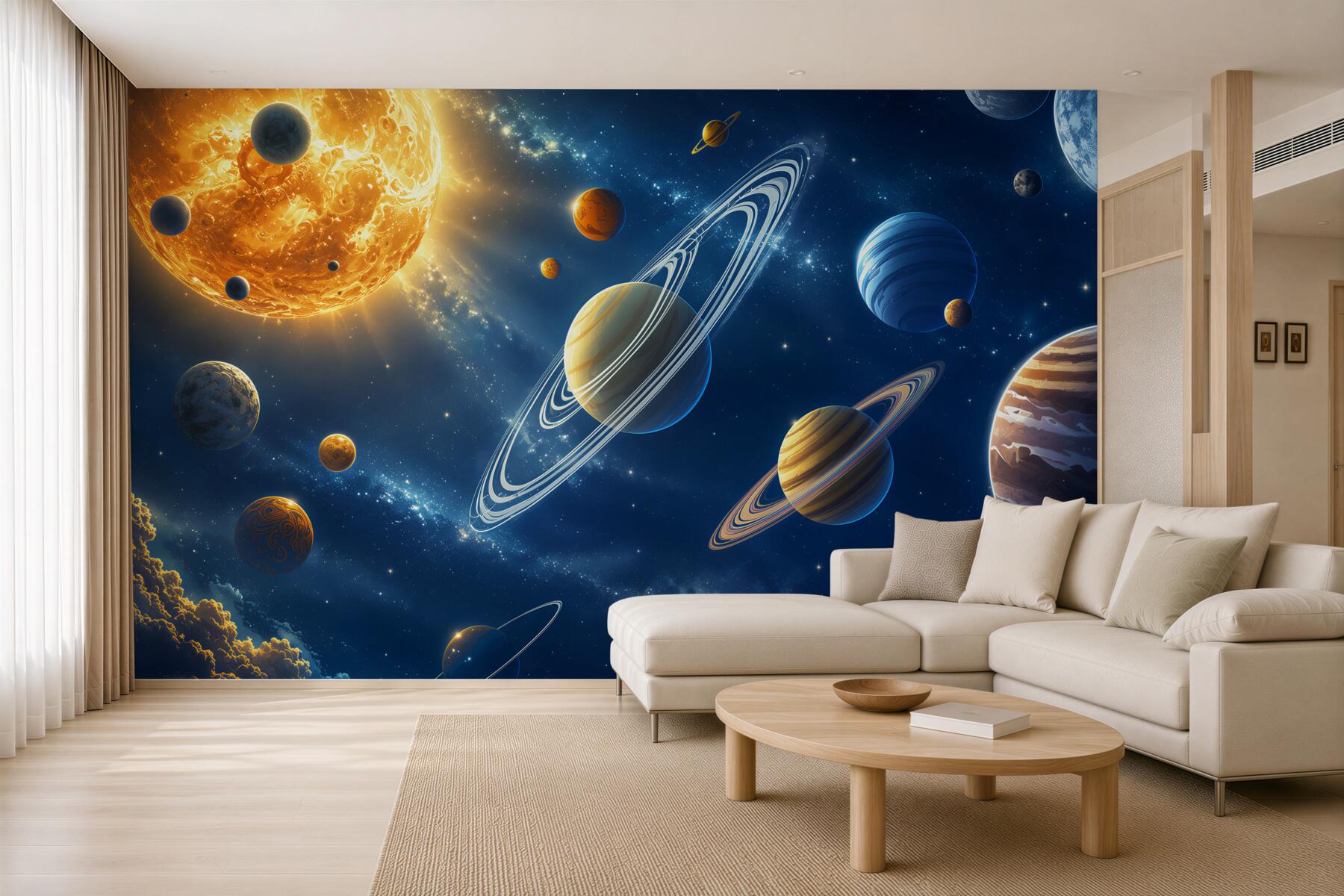 Fototapeta układ planet w jasnym kosmosie pastelowa?v2345