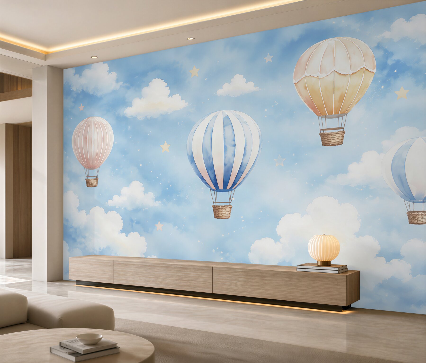 Fototapeta Balony na niebie z chmurami