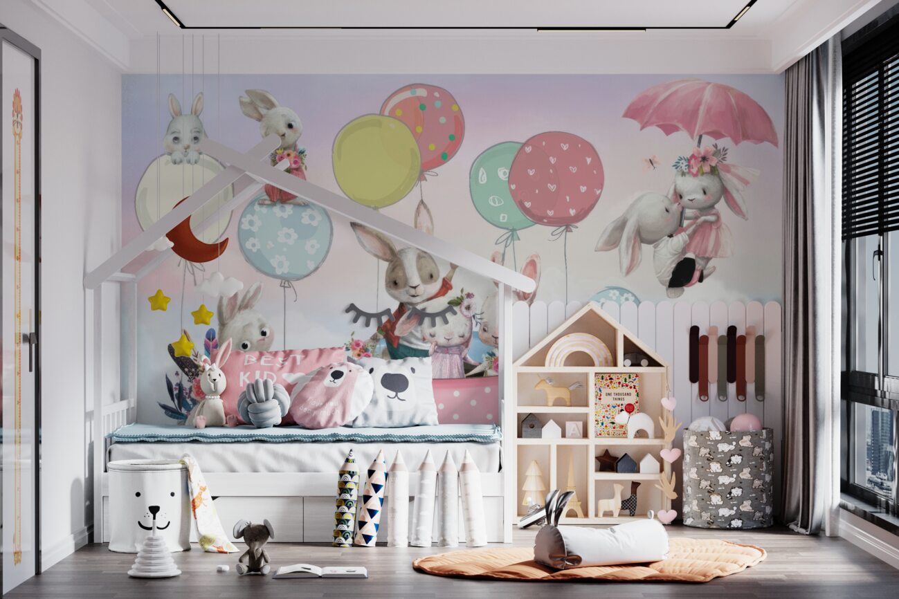 Fototapeta Bunnies w locie w kubkach