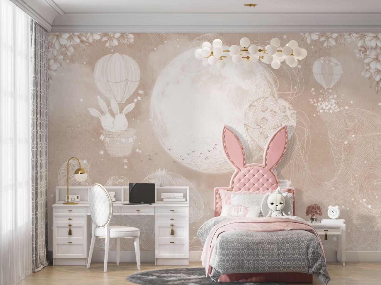 Fototapeta Bunnies latają na balonach