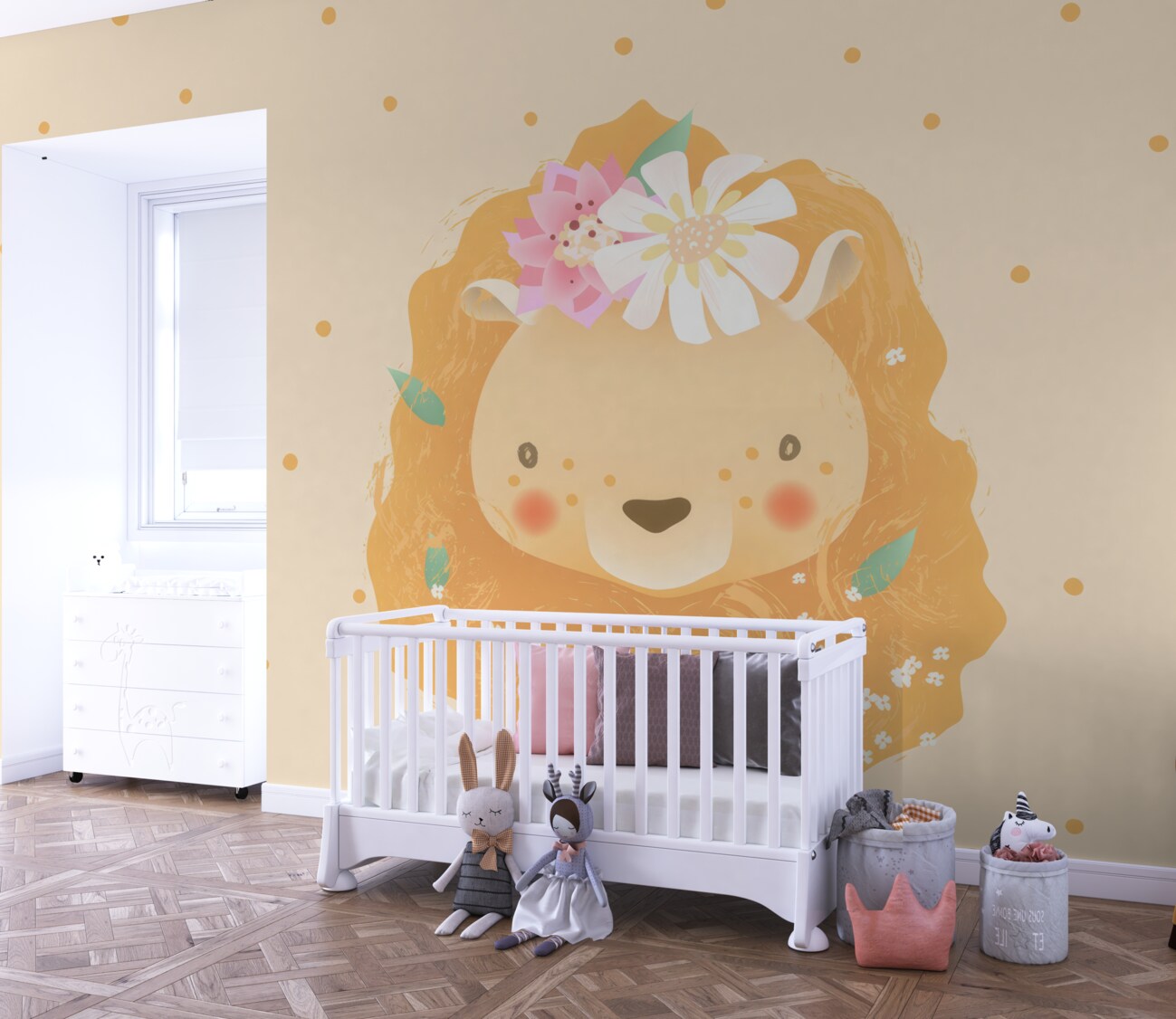 Fototapeta Kwiaty w grzywie Lion Baby