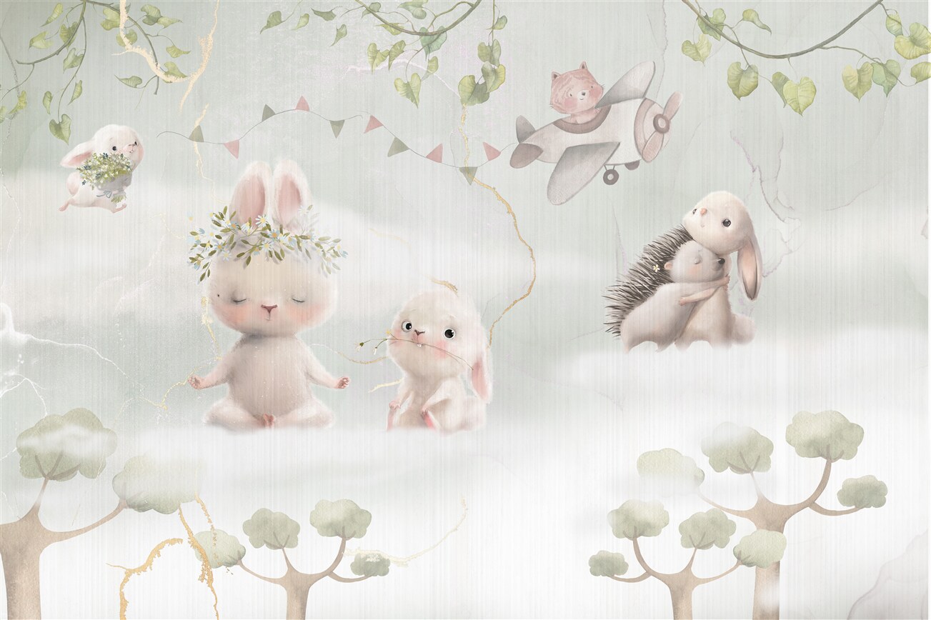 Fototapeta Bunnies i jeże odpoczywają