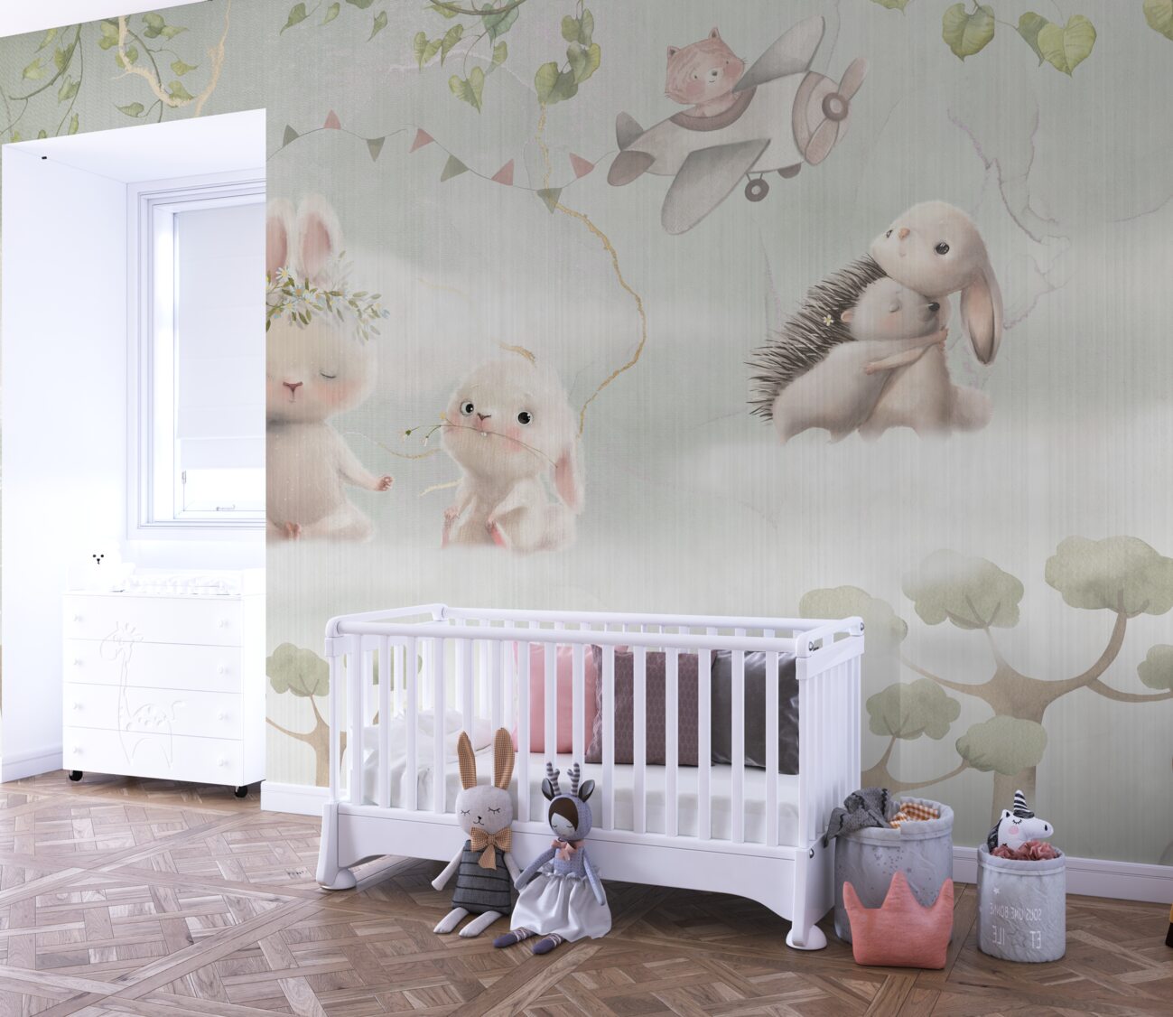 Fototapeta Bunnies i jeże odpoczywają