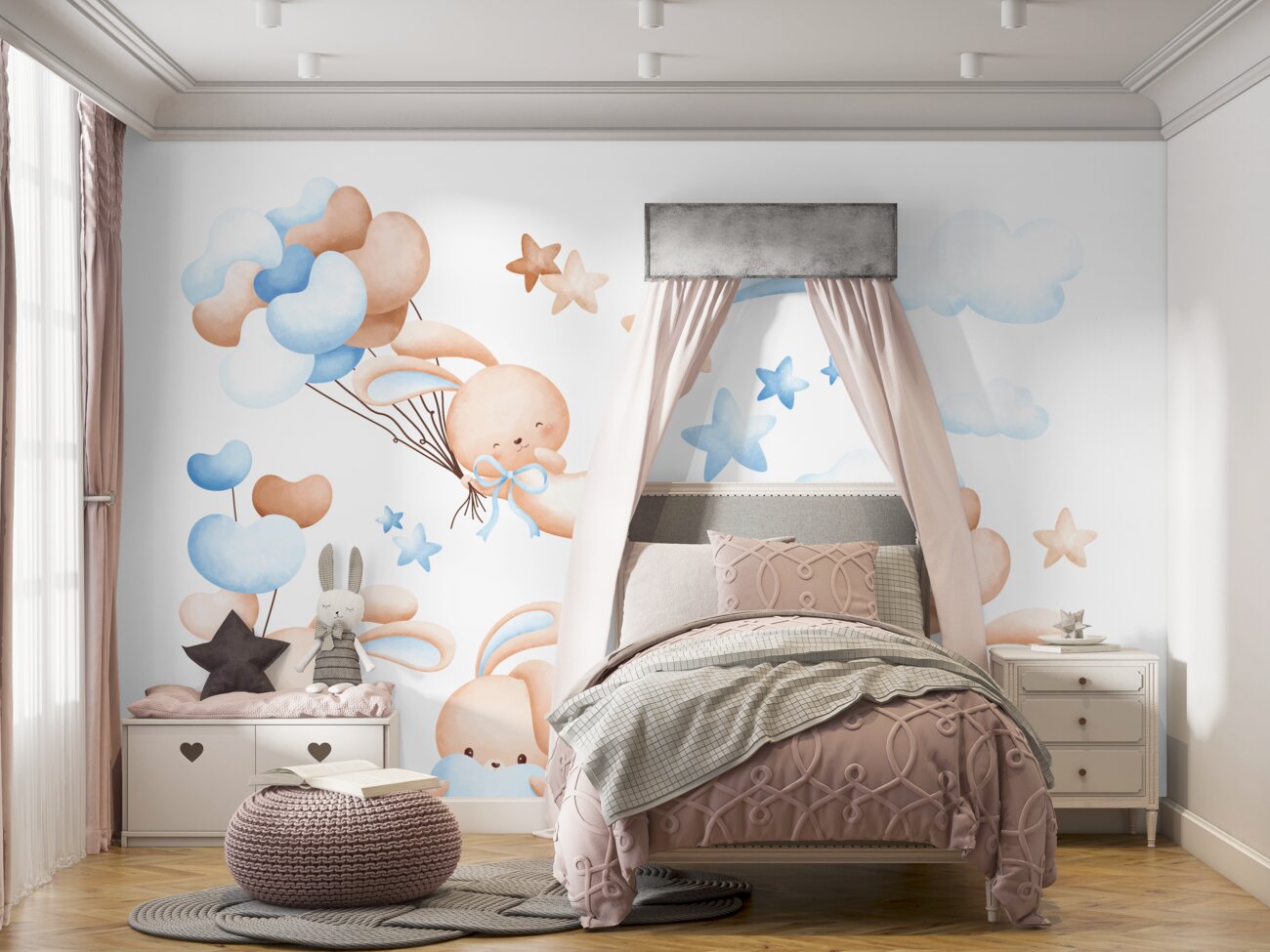 Fototapeta Bunnies latają na piłkach