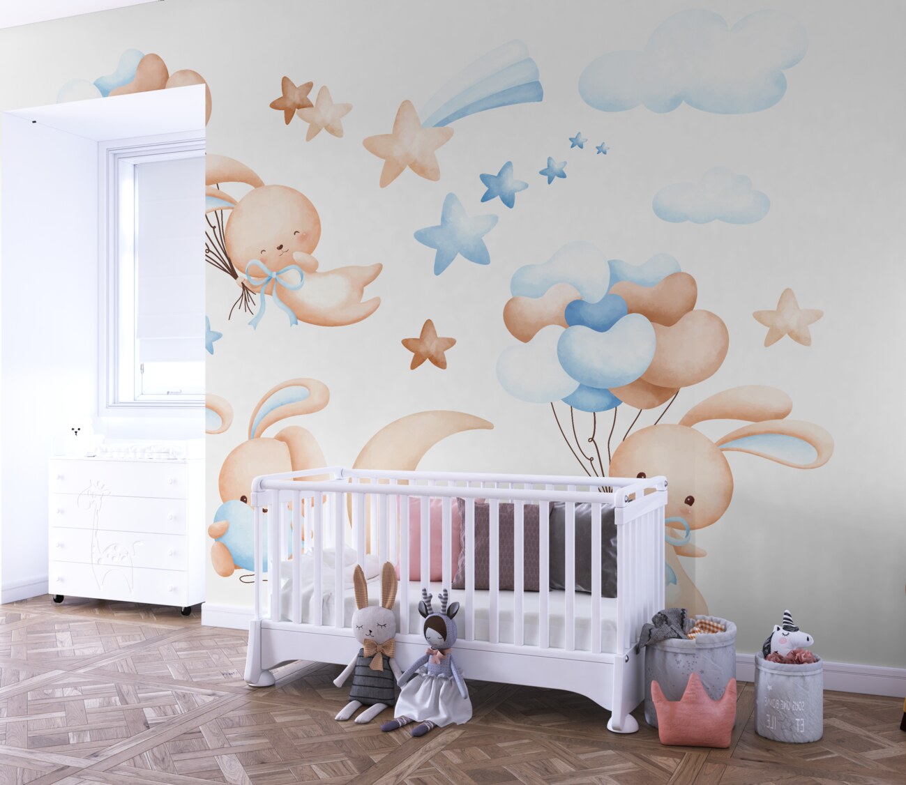 Fototapeta Bunnies latają na piłkach