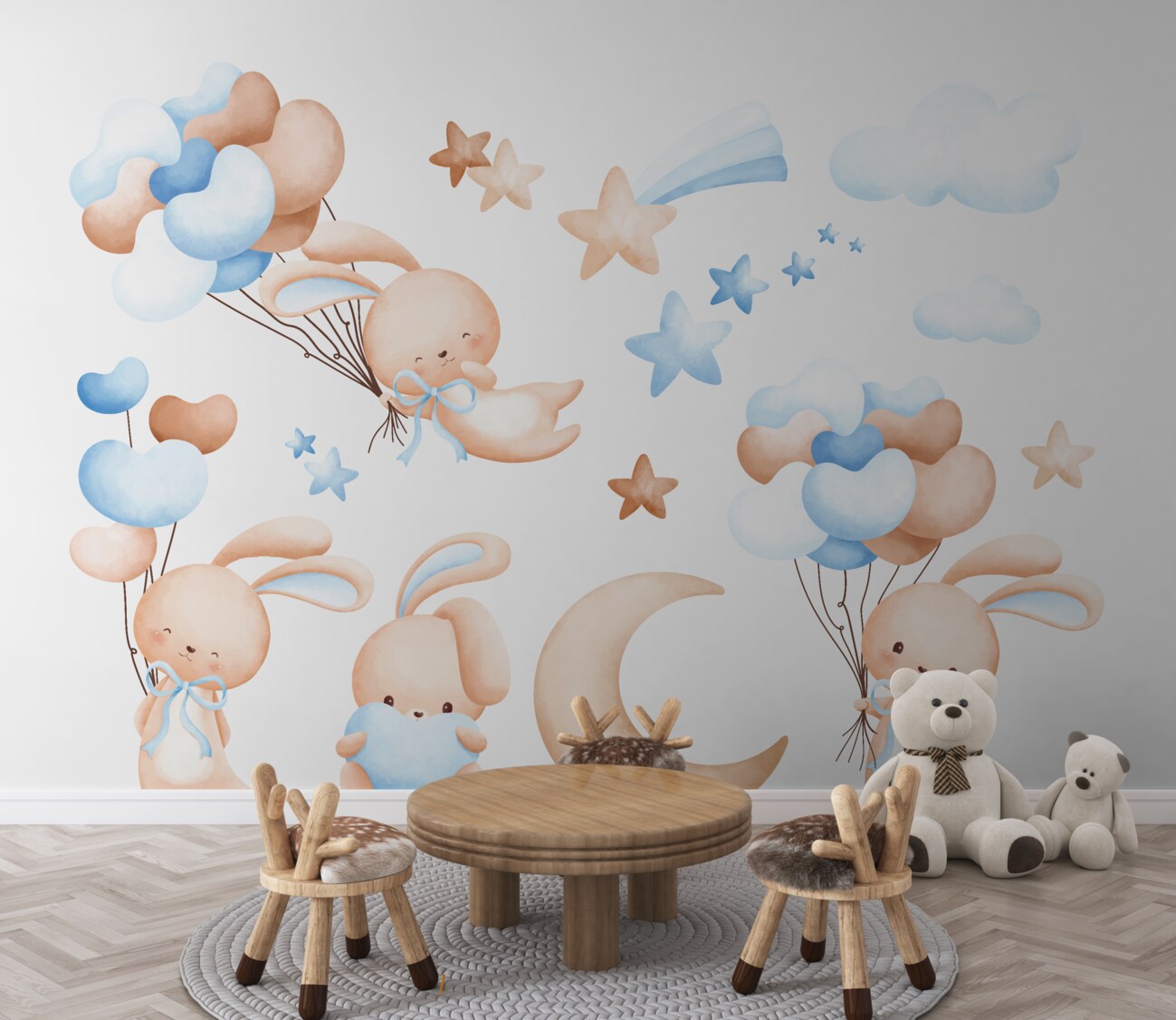 Fototapeta Bunnies latają na piłkach