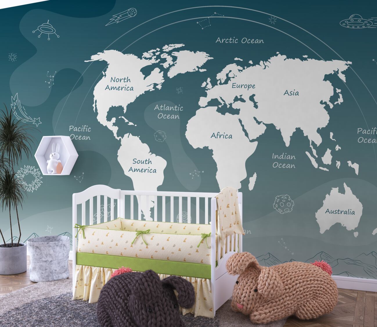 Fototapeta Minimalistyczna mapa świata