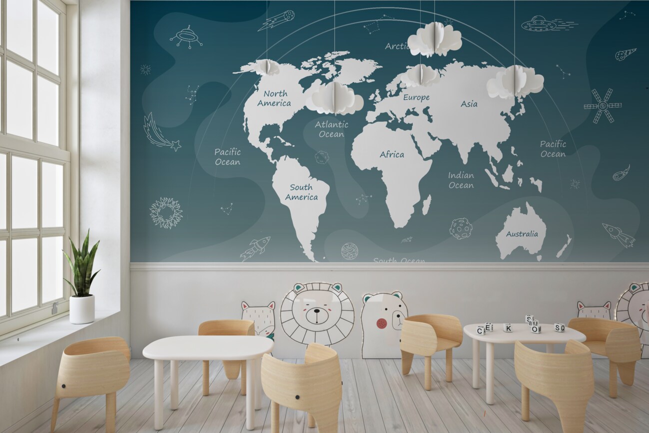 Fototapeta Minimalistyczna mapa świata