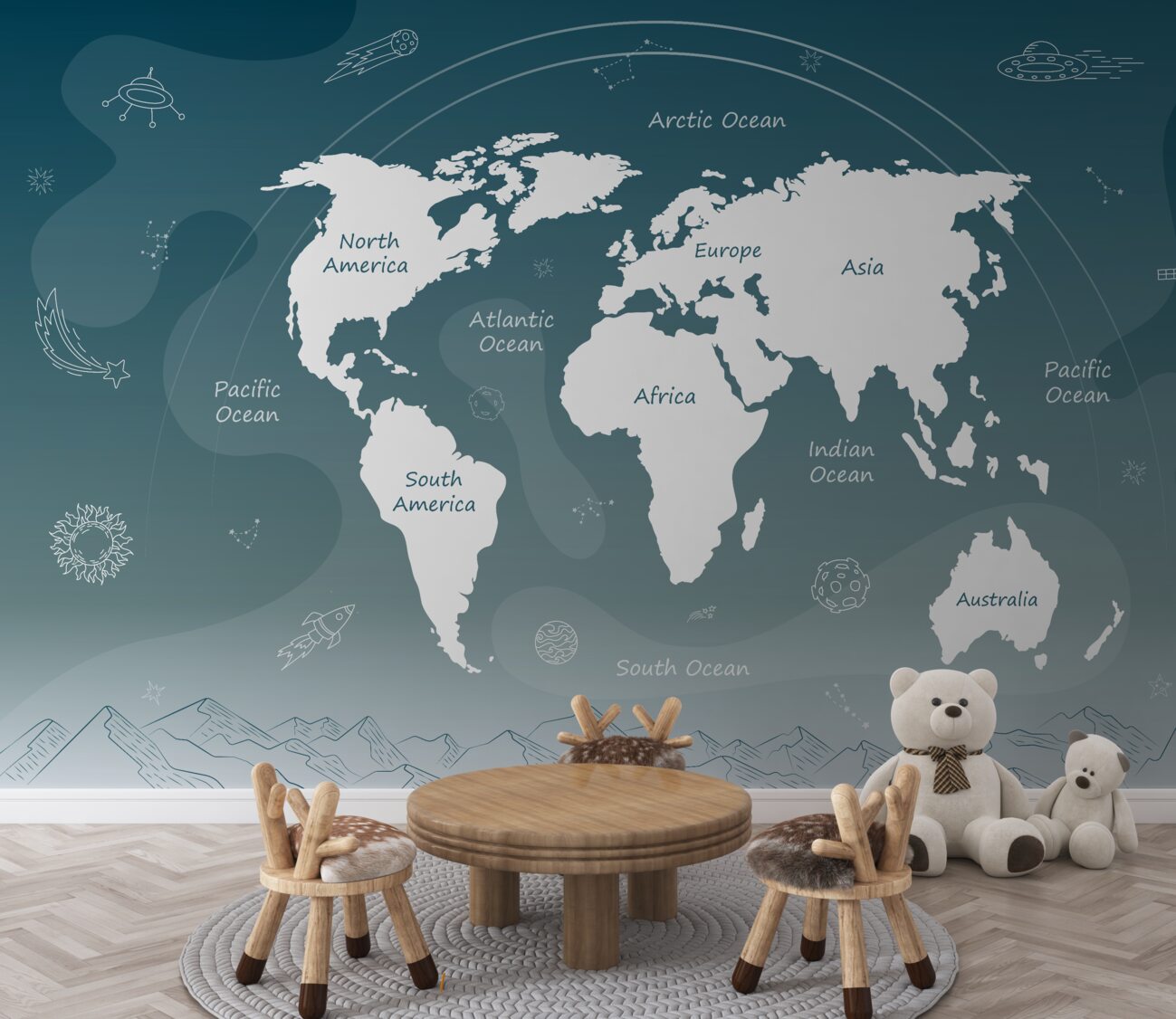 Fototapeta Minimalistyczna mapa świata