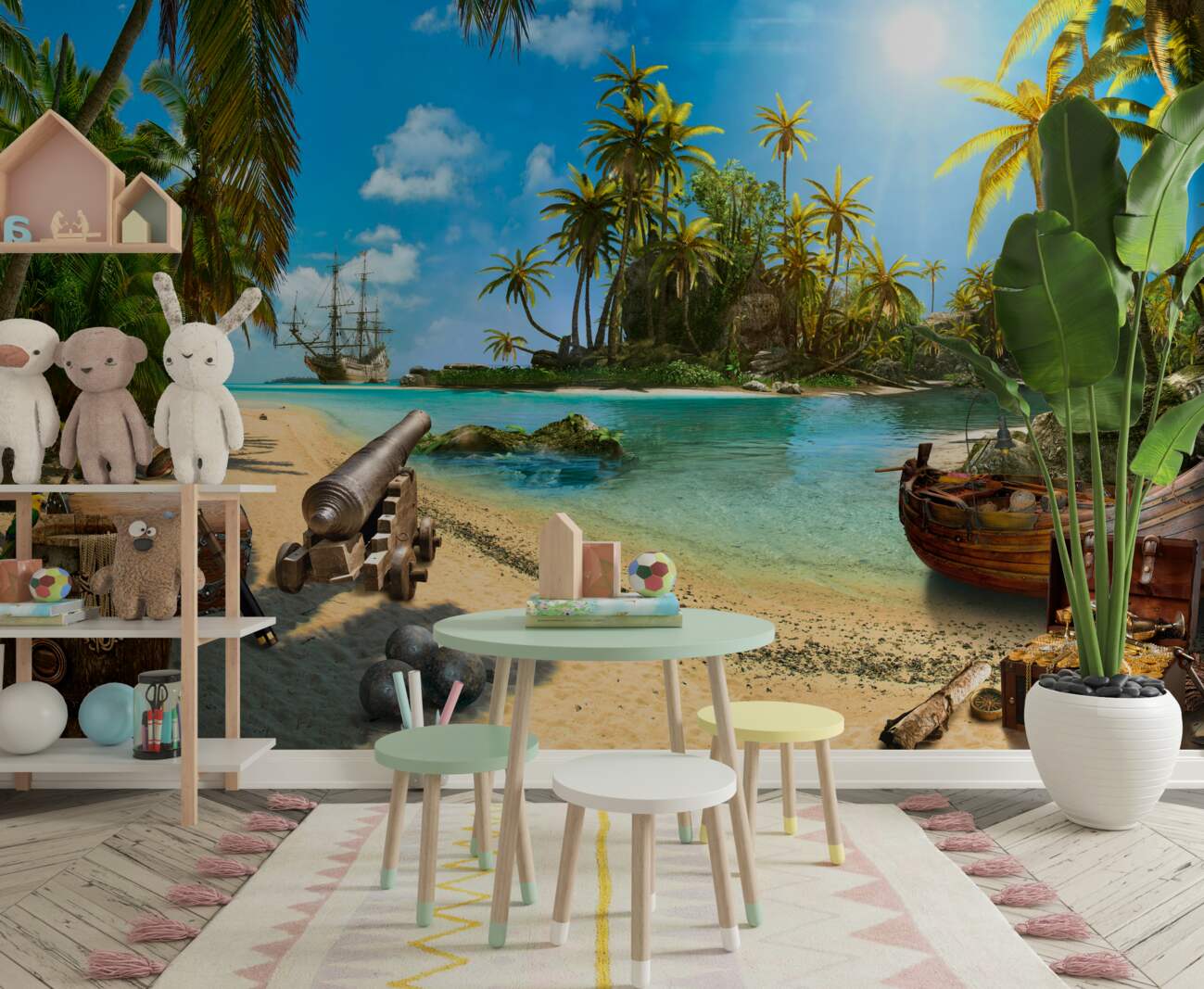 Fototapeta Piracka plaża ze skarbem