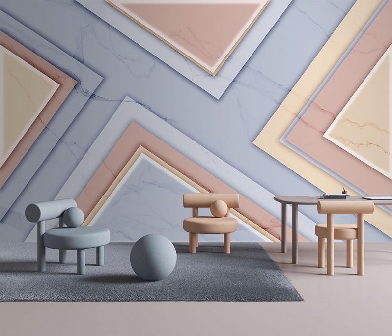 Fototapeta geometryczny błękitowy różowy