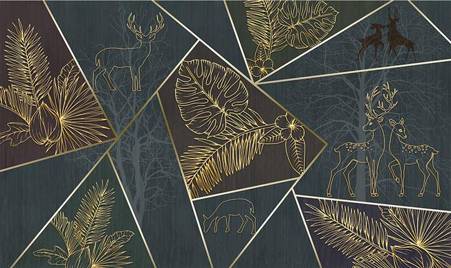 Fototapeta geometryczna motywy ciemnezielone brązowe
