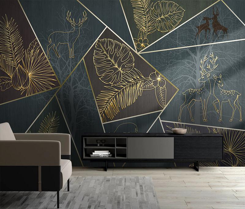 Fototapeta geometryczna motywy ciemnezielone brązowe