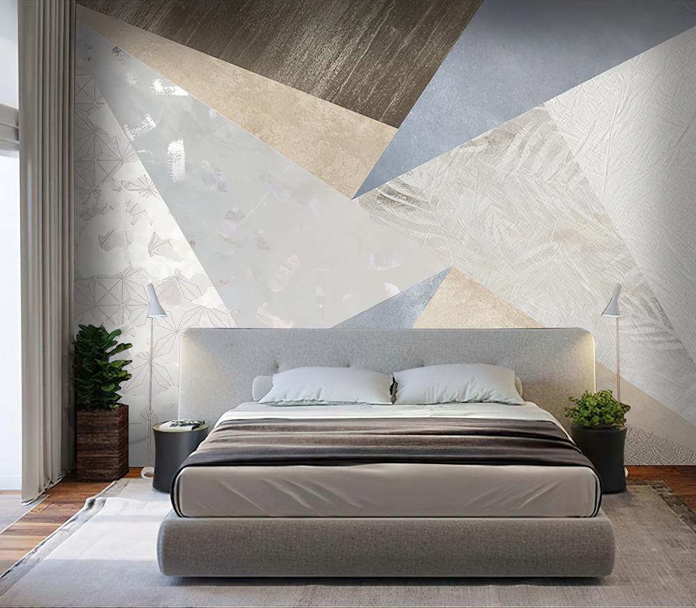 Fototapeta geometryczna kwiatowa szara beżowa