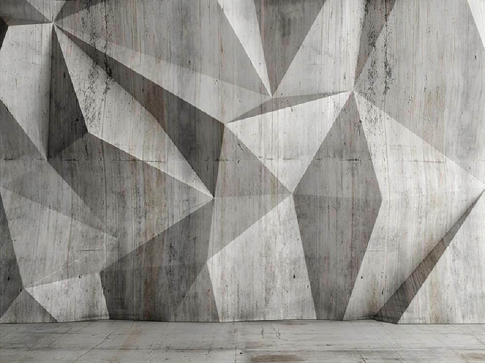 Fototapeta geometryczne trójkąty beżowo szare nowoczesne 3D