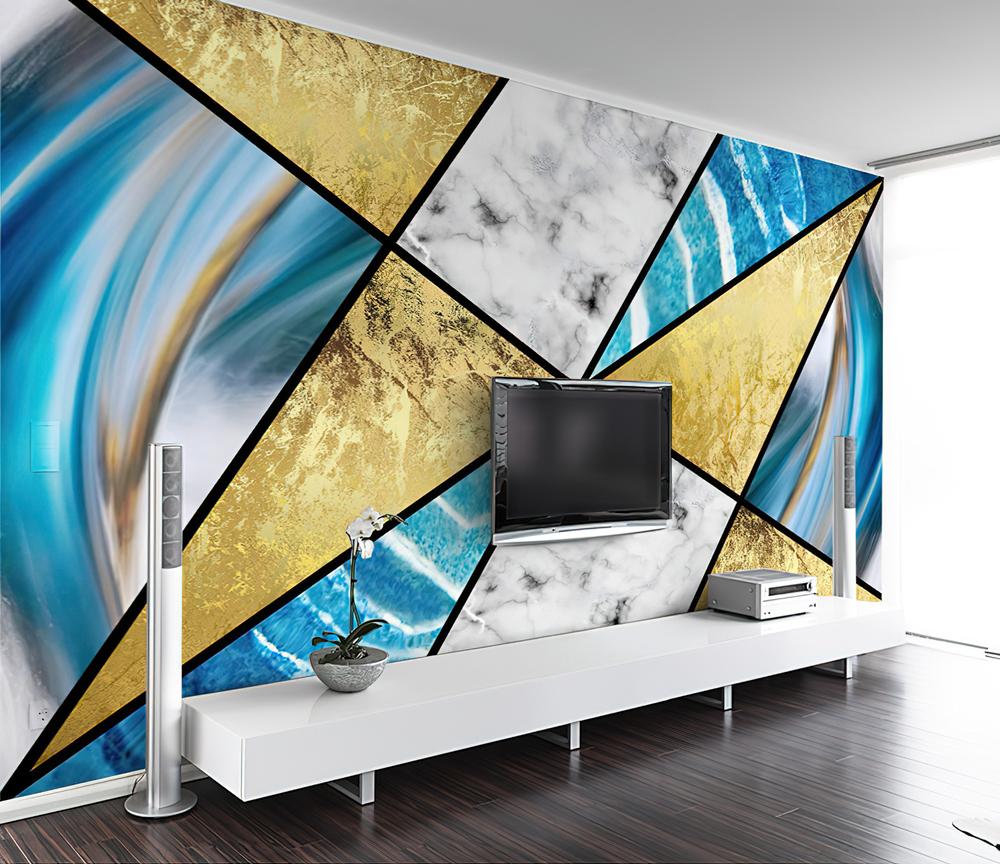 Fototapeta geometryczna błękitnożłotowa