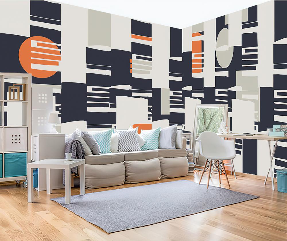 Fototapeta geometryczna niebieska pomarańczowa