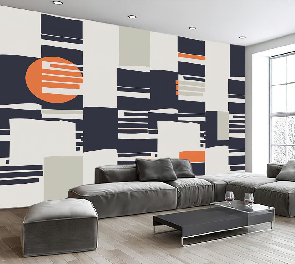 Fototapeta geometryczna niebieska pomarańczowa