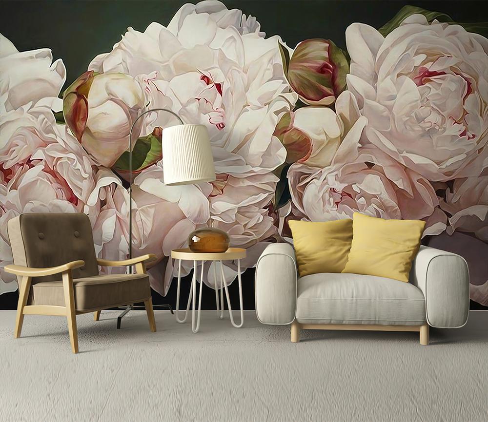 Fototapeta białe różowe peonie