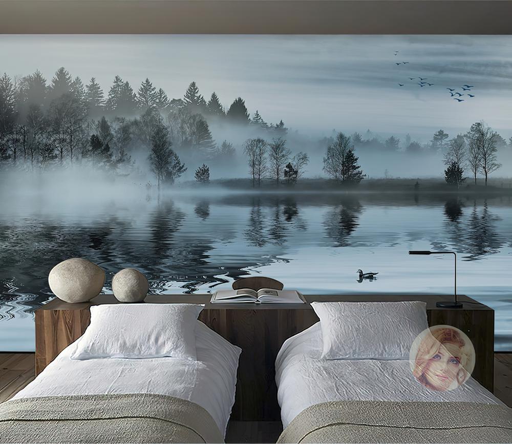 Fototapeta jezioro mgła