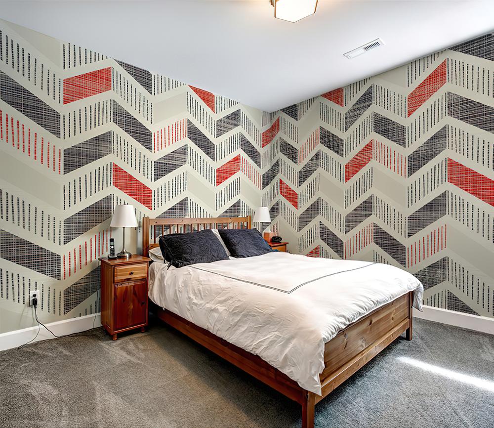 Fototapeta geometryczna czerwona czarna beżowa