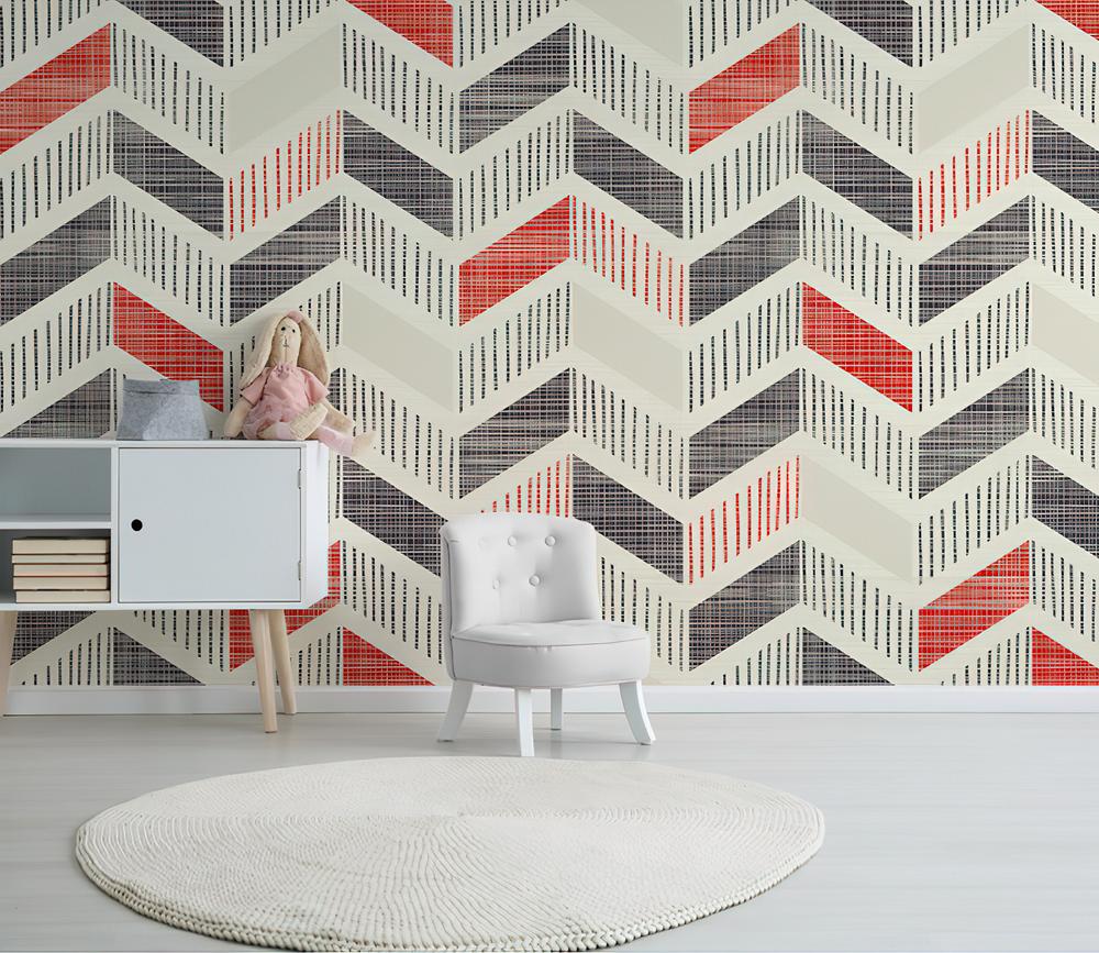 Fototapeta geometryczna czerwona czarna beżowa