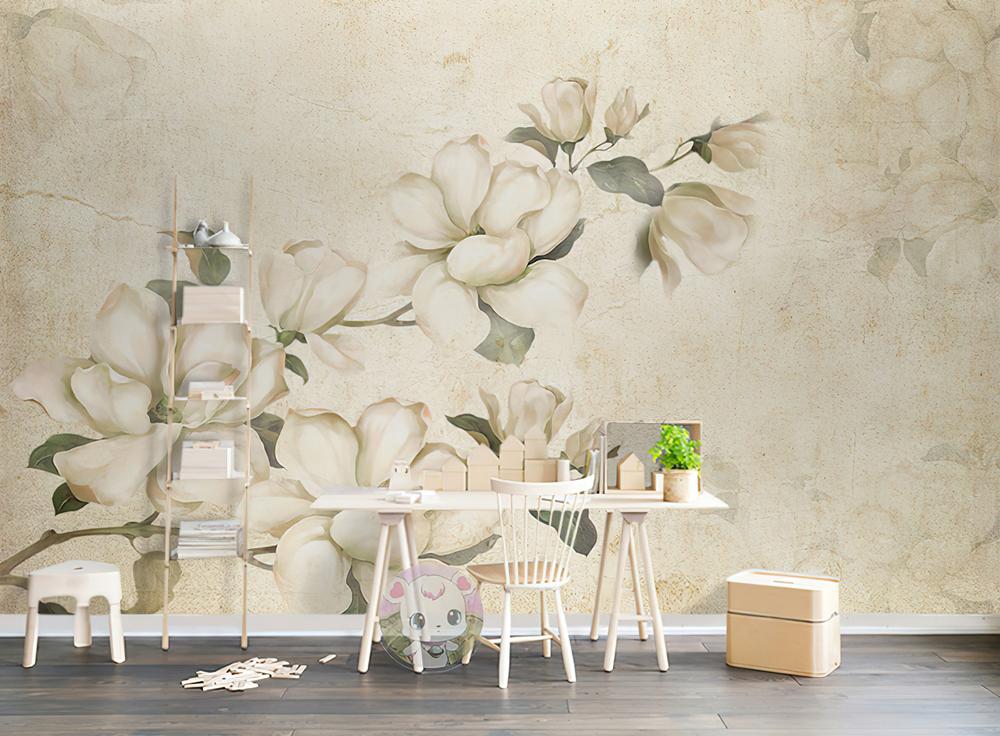 Fototapeta magnolie kremowe liście