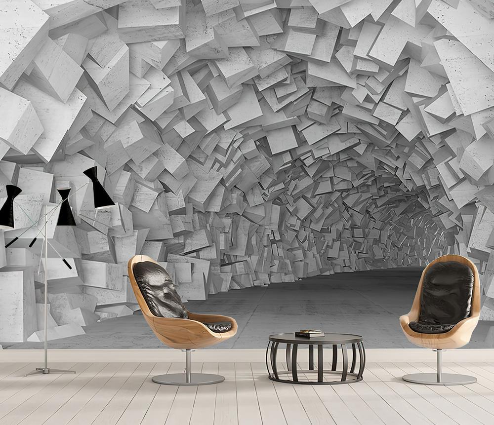 Fototapeta geometryczna 3D szara