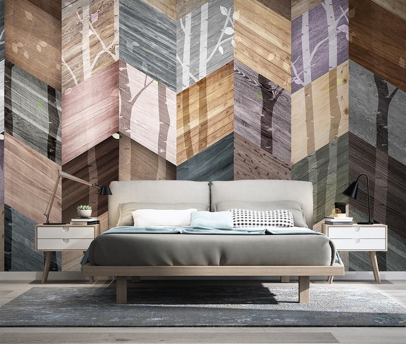 Fototapeta geometryczne pasma drzewiasta